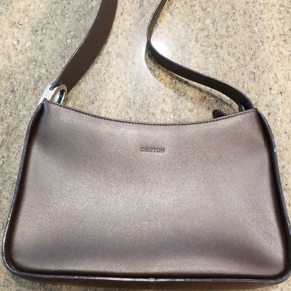 Oroton Dark Brown Leather Handbag